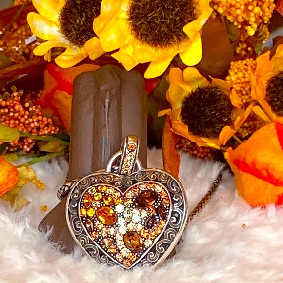 Brighton CRYSTAL VOYAGE Amber Gold Crystal Heart Necklace Bracelet Earrings RARE - Picture 5 of 16